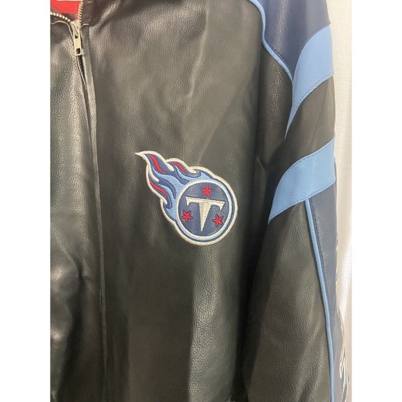 NFL Nashville Tennessee Titans Jacket Size Large Faux Leather Zip Front - Picture 9 of 16